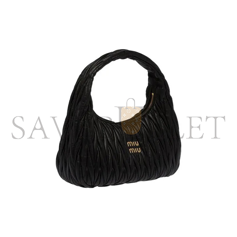 MIU MIU WANDER MATELASSÉ NAPPA LEATHER HOBO BAG 5BC108 (29*24*9.5cm)